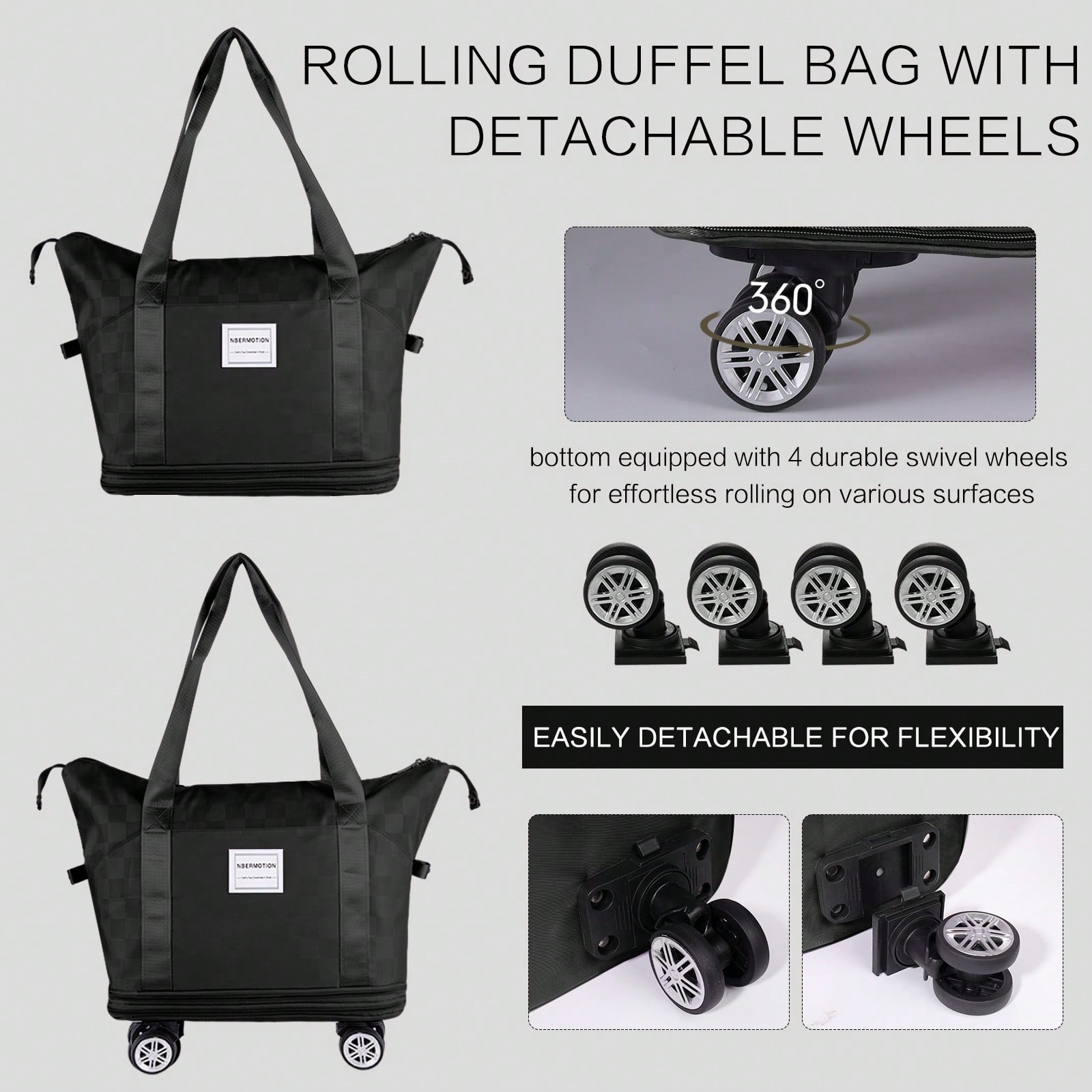 Expandable Rolling Duffle Bag  - Foldable Rolling Luggage Bag ulasan dan harga