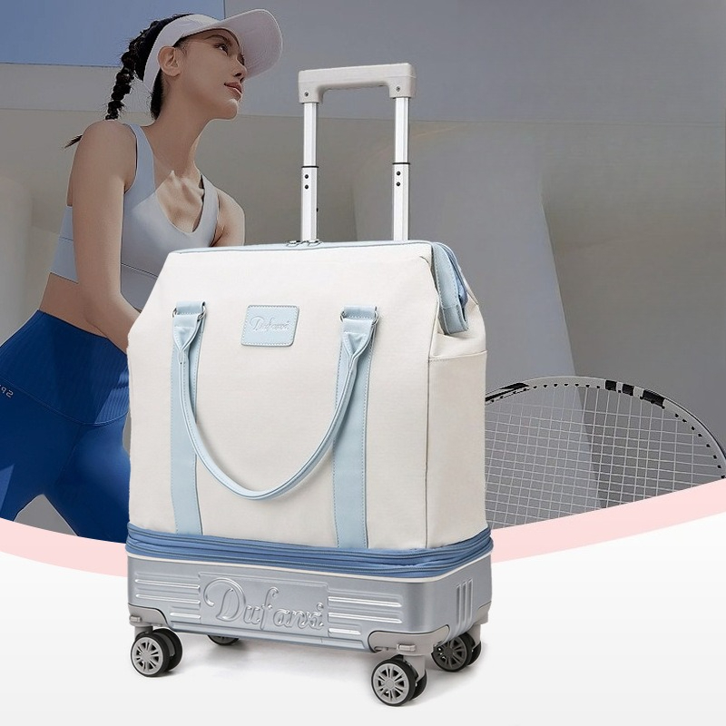 Wheeled Duffel Bag with Telesc - Foldable Rolling Luggage Bag ulasan dan harga