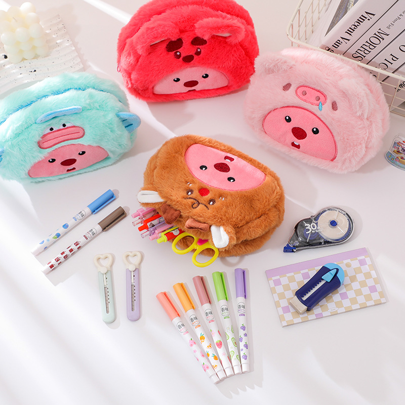 Cartoon Plush Pencil Bag Stude - Cosmetic Bags ulasan dan harga