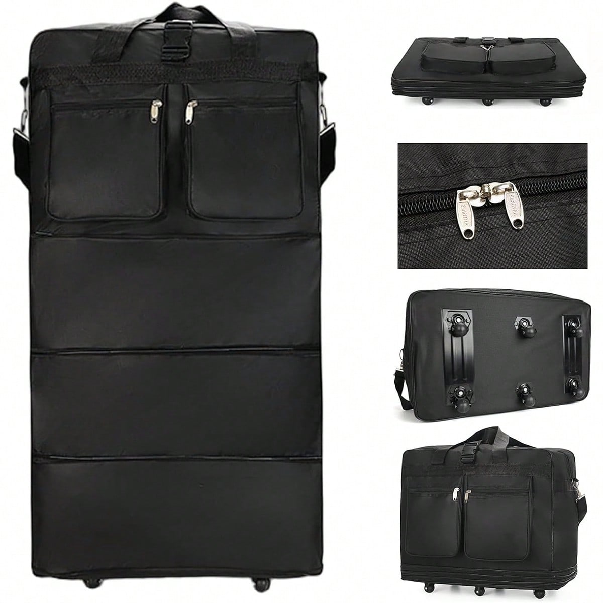 Black Rolling Travel Duffel Ba - Foldable Rolling Luggage Bag ulasan dan harga